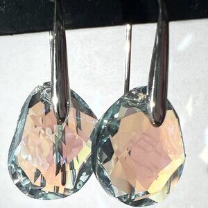 New, Never Worn Authentic Swarovski Retired Aurora Borealis Blue Galet Earrings